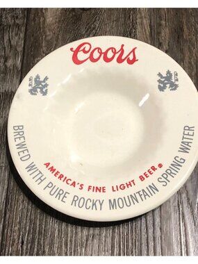 Vintage 1970's Coors America's Fine Light Beer Ceramic Ashtray 6"